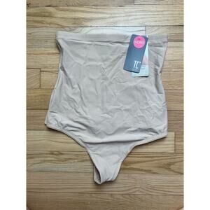 NEW TC Fine Intimates Women's XL Shapewear Thong Moderate Control Hi Waist Nude